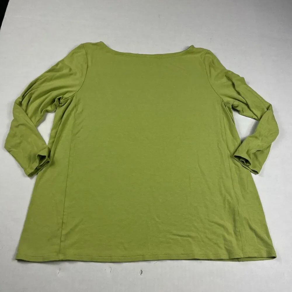 J.Jill Wearever Casual Shirt Green Loose Fit 3/4 Sleeve Stretch Knit Shirt SMALL